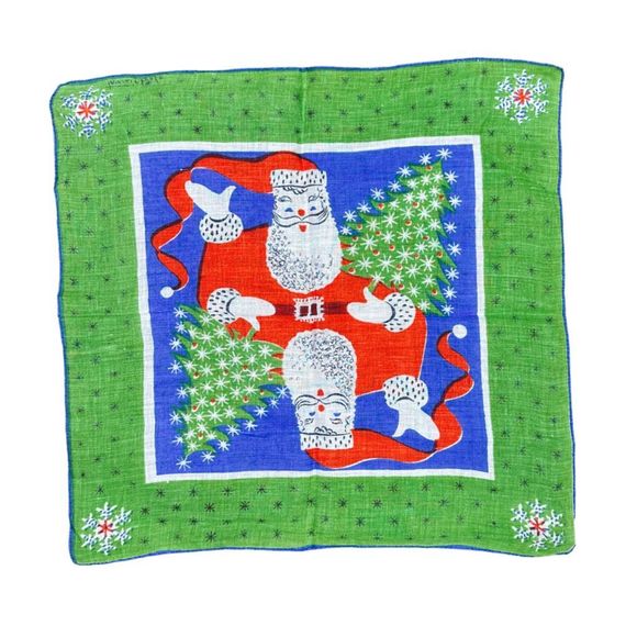 Vintage 1950’s Tammis Keefe Designed Santa Claus Christmas Handkerchief - Picture 3 of 4